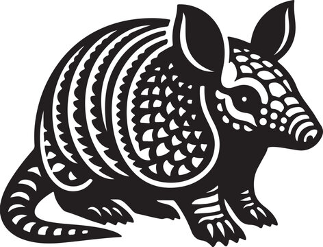 recommend clip art: Armadillo silhouette vector art illustration