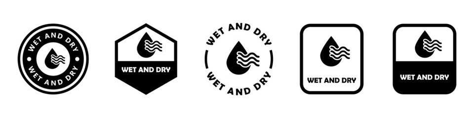 Wet and Dry - vector signs for product labeling.