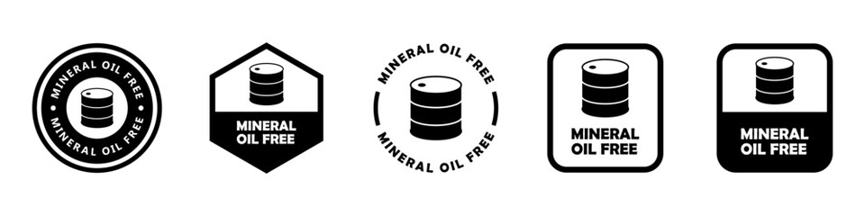 Mineral oil free - vector signs for product labeling.