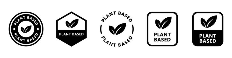 Plant Based - vector signs for product labeling.