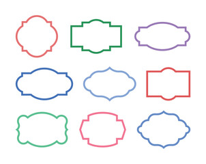 Set of abstract, geometric shapes and classic style frames, borders, labels, tags, cards, boards, picture frames illustrations.