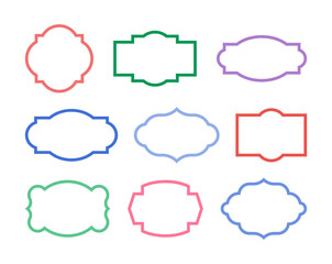 Set of abstract, geometric shapes and classic style frames, borders, labels, tags, cards, boards, picture frames illustrations.