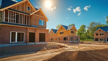Residential new home construction is underway at the construction site housing estate development