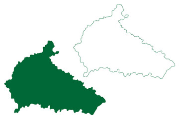 Amritsar district (Punjab State, Republic of India) map vector illustration, scribble sketch Amritsar map