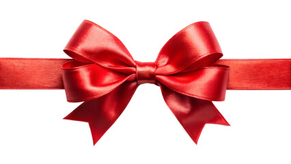 Fototapeta premium Shiny red satin ribbon tied into a bow, isolated on a transparent background. Ideal for gift wrapping, holiday decoration, and event design. High resolution and detailed clipart.