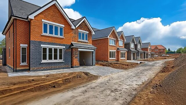 Residential new home construction is underway at the construction site housing estate development