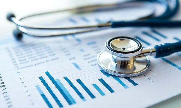 Stethoscope on a Bar Graph with Financial Data