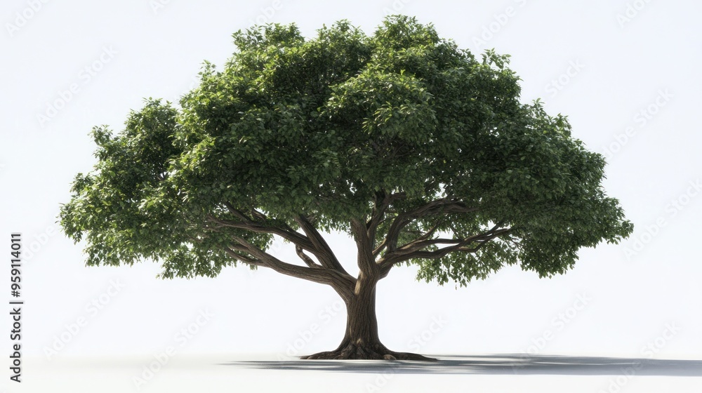 Wall mural A Single Tree Against a White Background