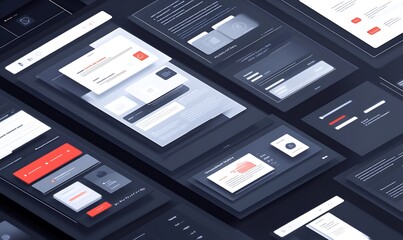 Abstract 3D Illustration of Web Design Elements