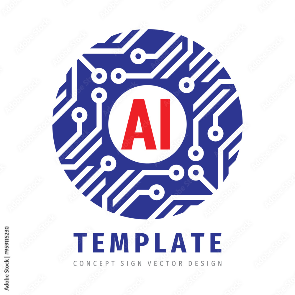 Aufkleber ai technology - creative logo design. digital connection chip sign. electronic network concept symbo