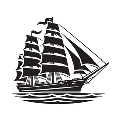 Clipper Ship Silhouette Vector Illustrations - High-Quality Graphics