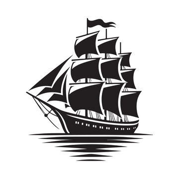 recommend clip art: Clipper Ship Silhouette Vector Illustrations - High-Quality Graphics