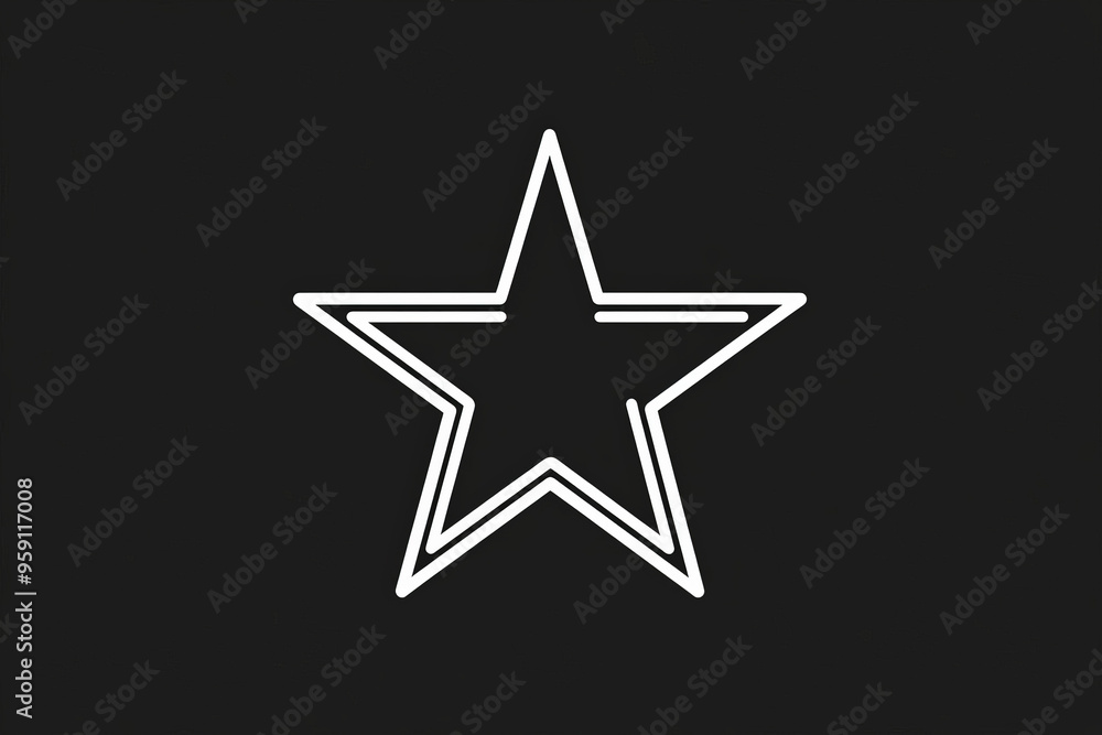Poster a simple white line drawing of a star, with clean and sharp lines outlining the shape. the minimalis