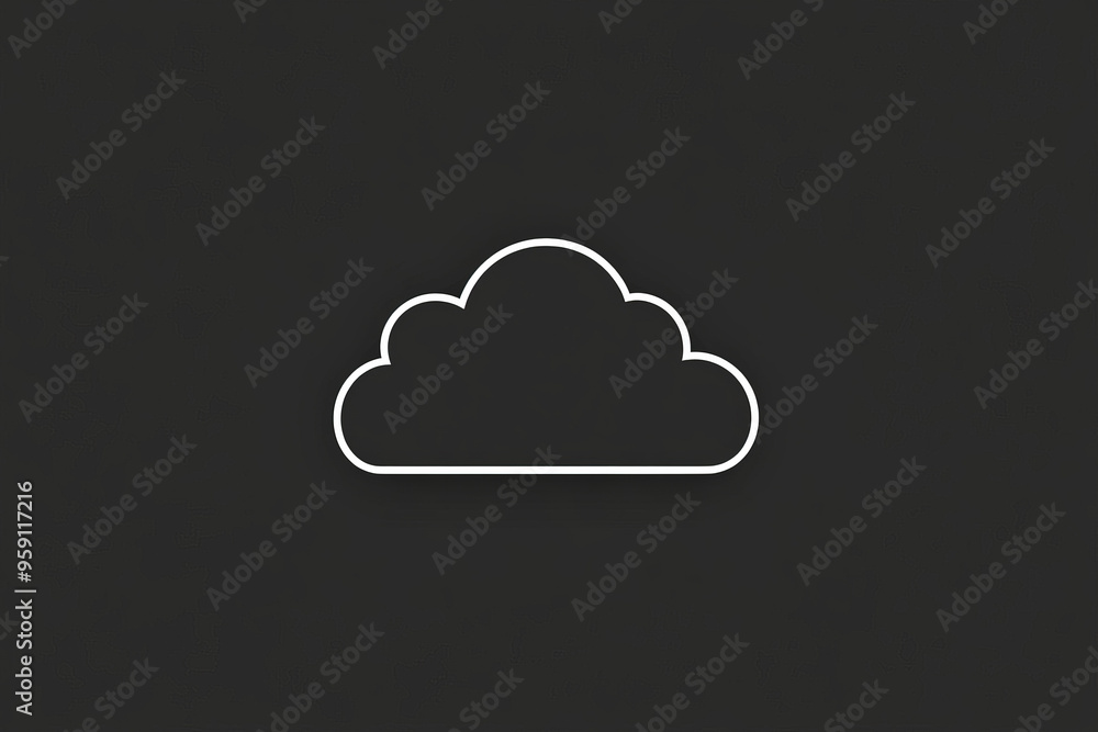 Aufkleber a simple white line drawing of a cloud with soft, rounded edges. the minimalist design captures the 