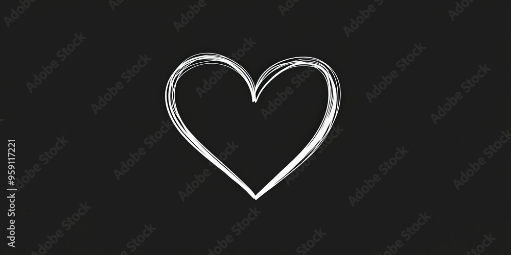 Poster a simple white line drawing of a heart, symbolizing love and affection. the clean and minimalist des