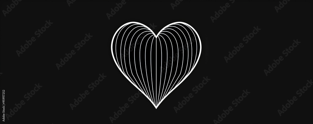 Aufkleber a simple white line drawing on a black background of a heart with sharp lines outlining its shape. t