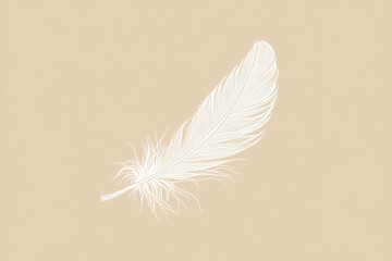 Obraz premium A simple white line drawing of a delicate feather floating gently in the air. The minimalist design highlights the lightness and elegance of the feather against a plain background.