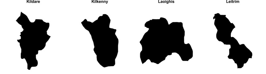 Kildare, Kilkenny, Laoighis, Leitrim outline maps