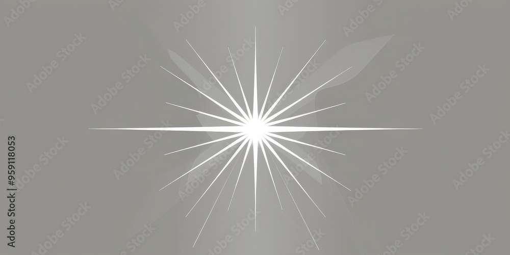 Poster a simple white line drawing on a silver background of a star with sharp points. the minimalist desig