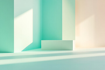 A serene background with light color blocks in calming blue and green tones. The design features a smooth, gentle gradient and a minimalist, modern aesthetic.