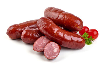 Oktoberfest Smoked pork Sausages, isolated on white background