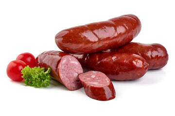 Oktoberfest Smoked pork Sausages, isolated on white background