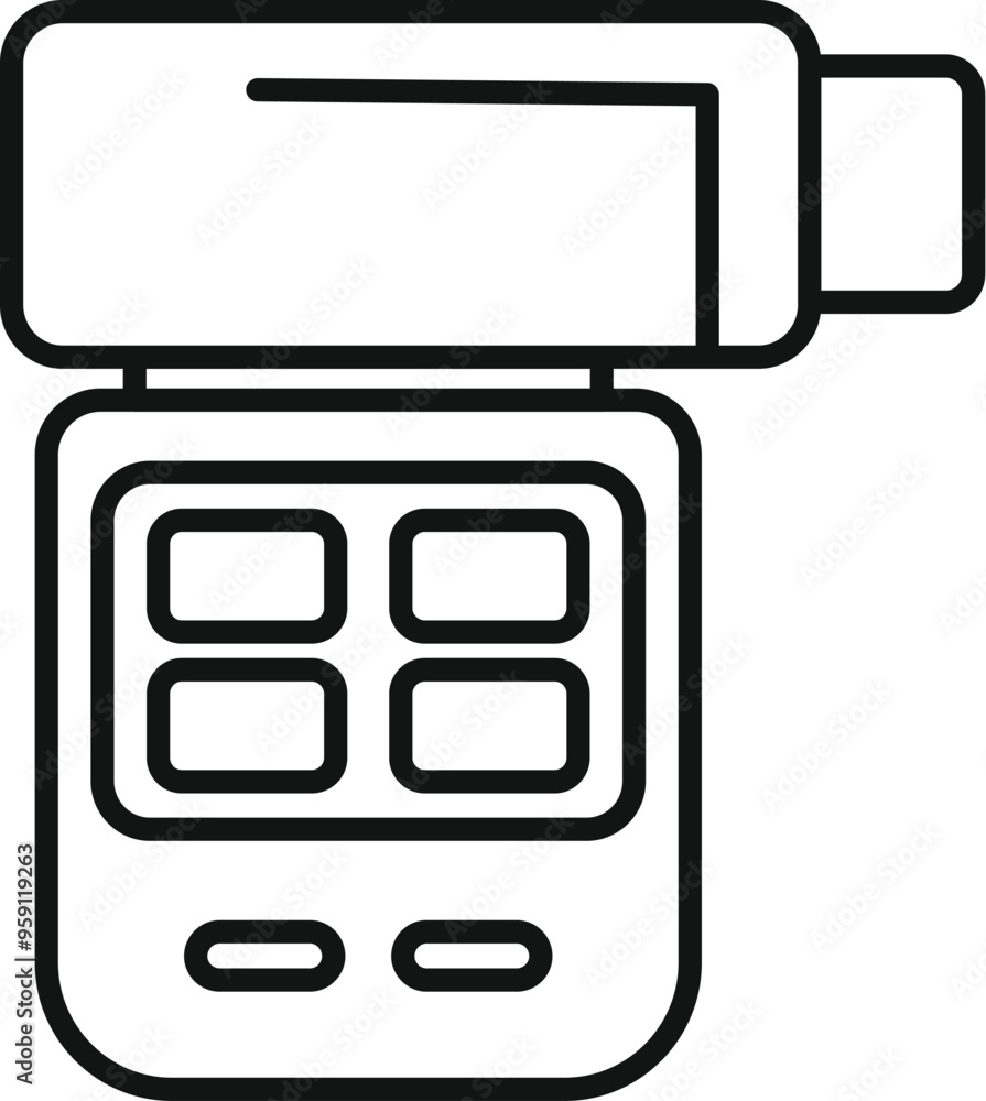 Poster professional thermal camera is capturing temperature with infrared light, icon in outline style