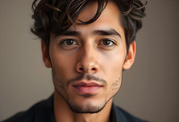 close up portrait of a man of mixed descent with wavy hair and expressive features create with ai