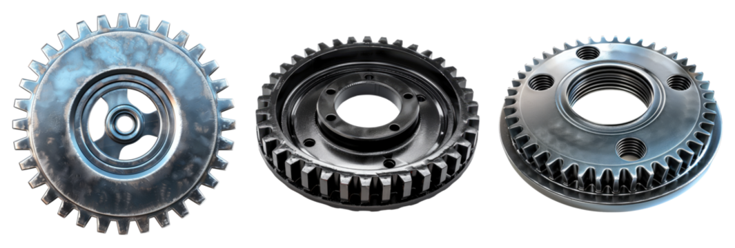 Gear wheel isolated on transparent background, set of