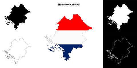 Sibensko-Kninska county outline map set