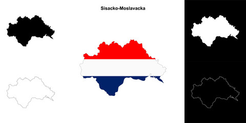 Sisacko-Moslavacka county outline map set