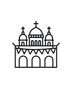 recommend clip art: Editable stroke vector of St. Mark's Basilica with bunting.