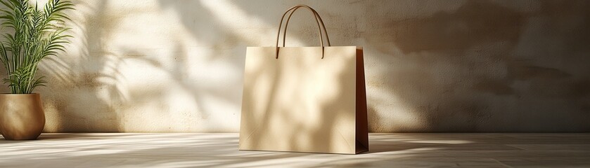 A simple brown paper bag on a wooden surface, illuminated by soft natural light, creating a calm and minimalist atmosphere.