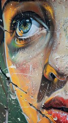 Close Up Graffiti Portrait: Eye and Lips