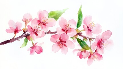 Naklejka premium Cherry Blossom Sketch. Watercolor Illustration of Sakura Bloom in Spring