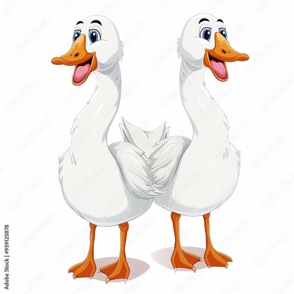 Poster geese spirit animal cartoon isolated whitebackground 16:9