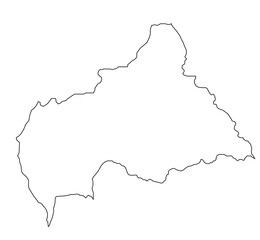 Central African Republic map outline isolated on transparent background.