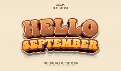 Hello September Editable Text Effect 3d Style Vintage Holiday Theme Autumn Season