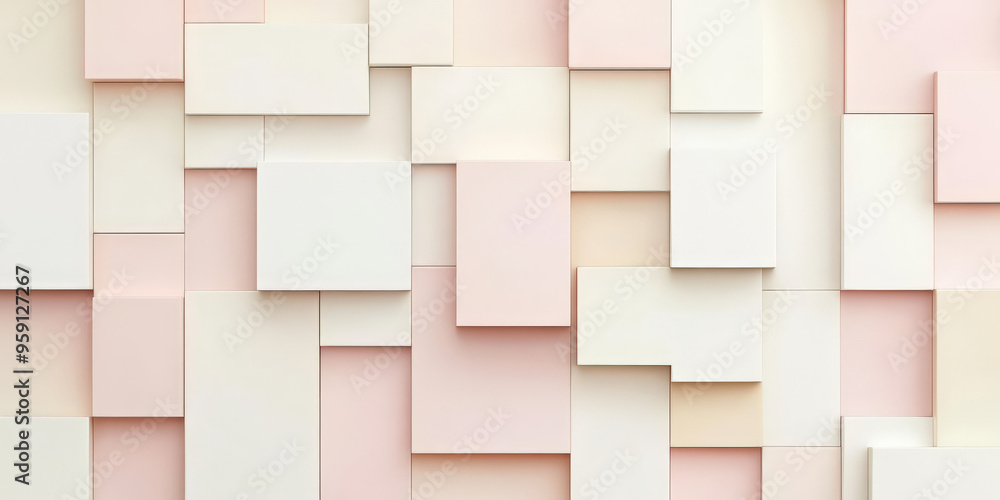 Poster an elegant background with light color blocks in varying shades of pale pink and cream. the design c