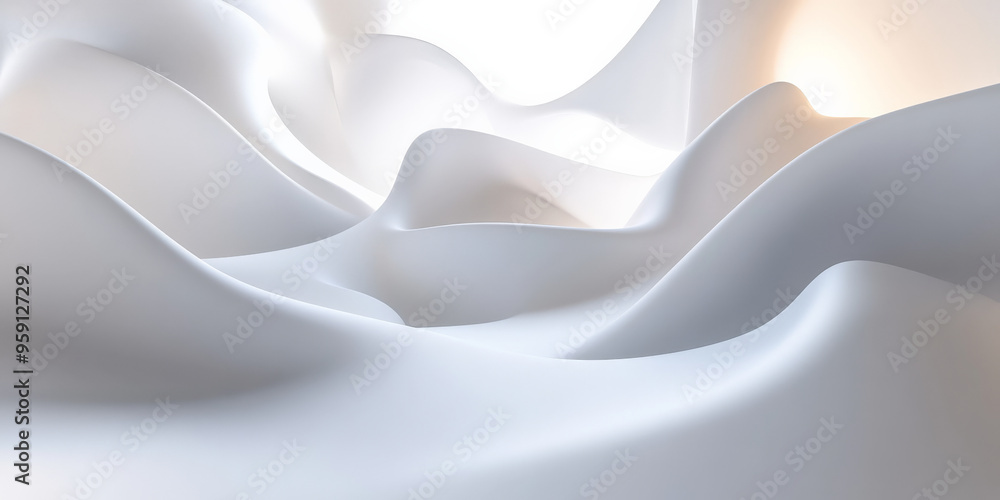 Poster a modern 3d light white background with floating abstract forms and ambient lighting. the design cre
