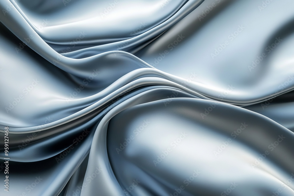 Poster an abstract background showcasing 3d wave-like silk fabric in gradient hues of charcoal to silver. t