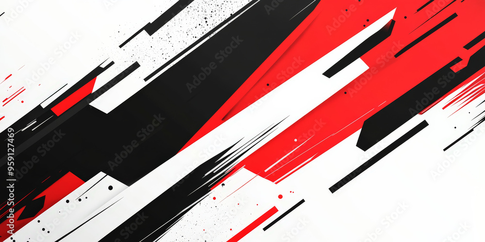 Poster a bold abstract background with sharp, angular shapes in a high-contrast color scheme of black, whit