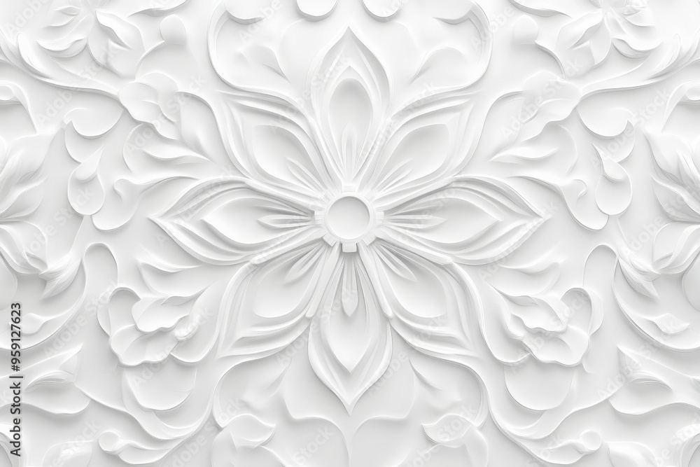 Poster a sophisticated 3d light white background with intricate patterns and a soft glow. the design incorp