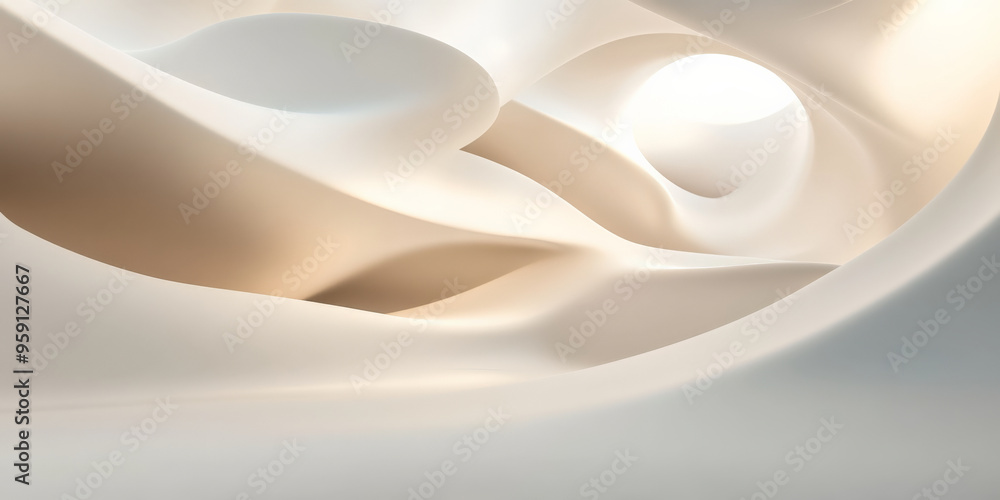 Poster a modern 3d light white background with floating abstract forms and ambient lighting. the design cre