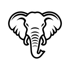 elephant head icon or modern line symbol. Vector line art and icon design with bold outline. Black and white Pixel Perfect minimalistic symbol isolated white background. Silhouette simple thin sign