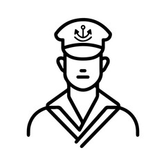 sailor icon or modern line symbol. Vector line art and icon design with bold outline. Black and white Pixel Perfect minimalistic symbol isolated white background. Silhouette simple thin sign