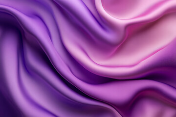 Obraz premium A dramatic abstract background featuring 3D silk fabric waves in gradient tones of rich purple to light lilac. The fabric adds a luxurious, striking quality to the scene.