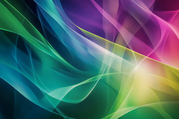 Naklejka premium A dynamic abstract background with bright, bold colors in green, blue, and purple. The design has a contemporary feel with high-contrast patterns and smooth gradients.