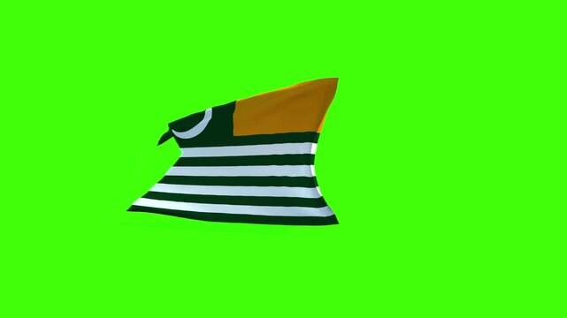 Kashmir Waving Flag on green screen background, Kashmir Flag, Flag of Kasmir Waving Animation on chroma key