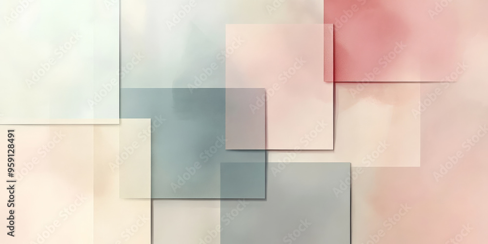 Poster an elegant background with light color blocks in varying pastel tones. the design features a refined